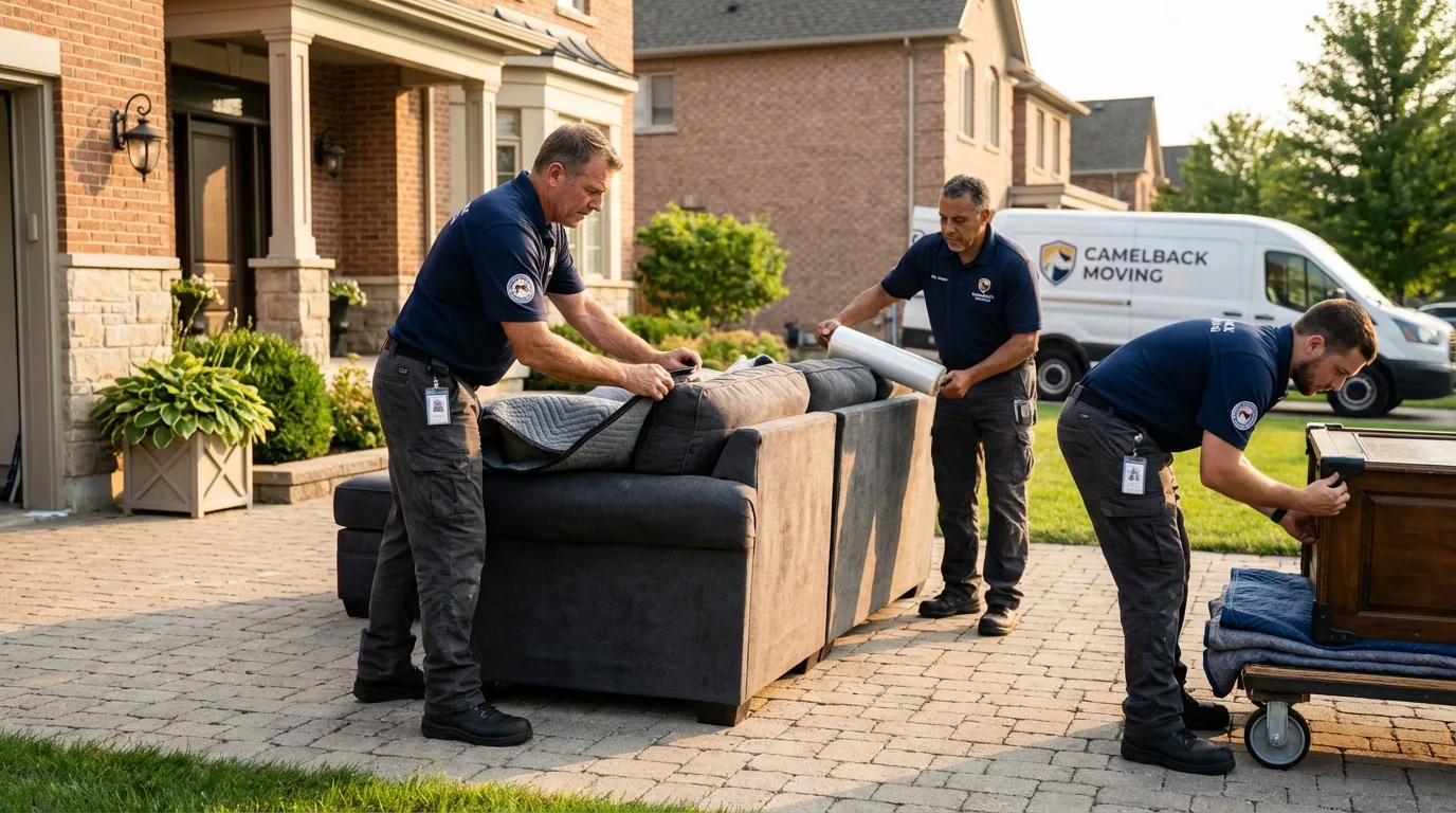 Large estate moving crew wrapping furniture in Clementon, NJ
