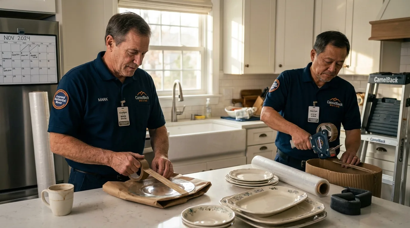 Professional crew packing kitchen dishware in Clementon, NJ
