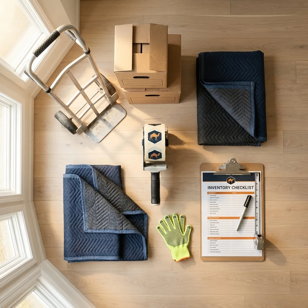 Professional moving supplies and packing materials layout for Clementon residential relocations